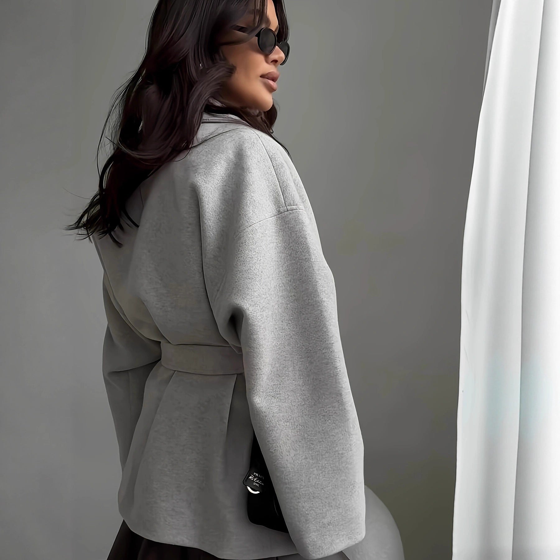 Pure Color Thickened Wool Mid-length Top