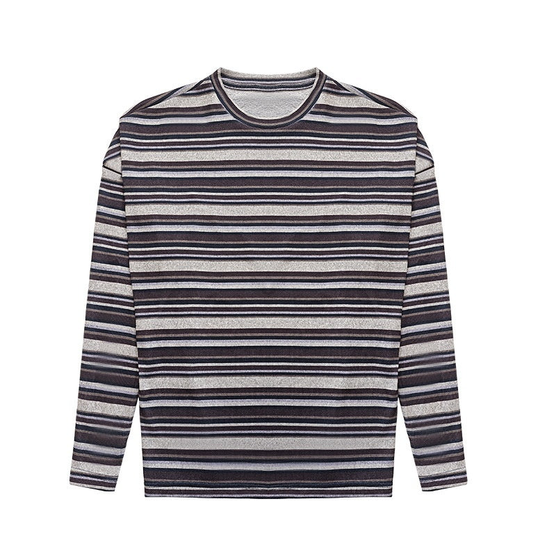 Striped Round Neck Bottoming Shirt Women's Loose T-shirt