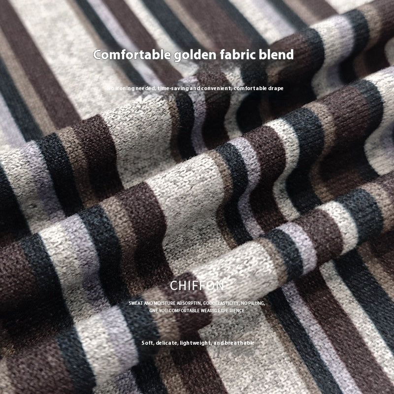 Striped Round Neck Bottoming Shirt Women's Loose T-shirt