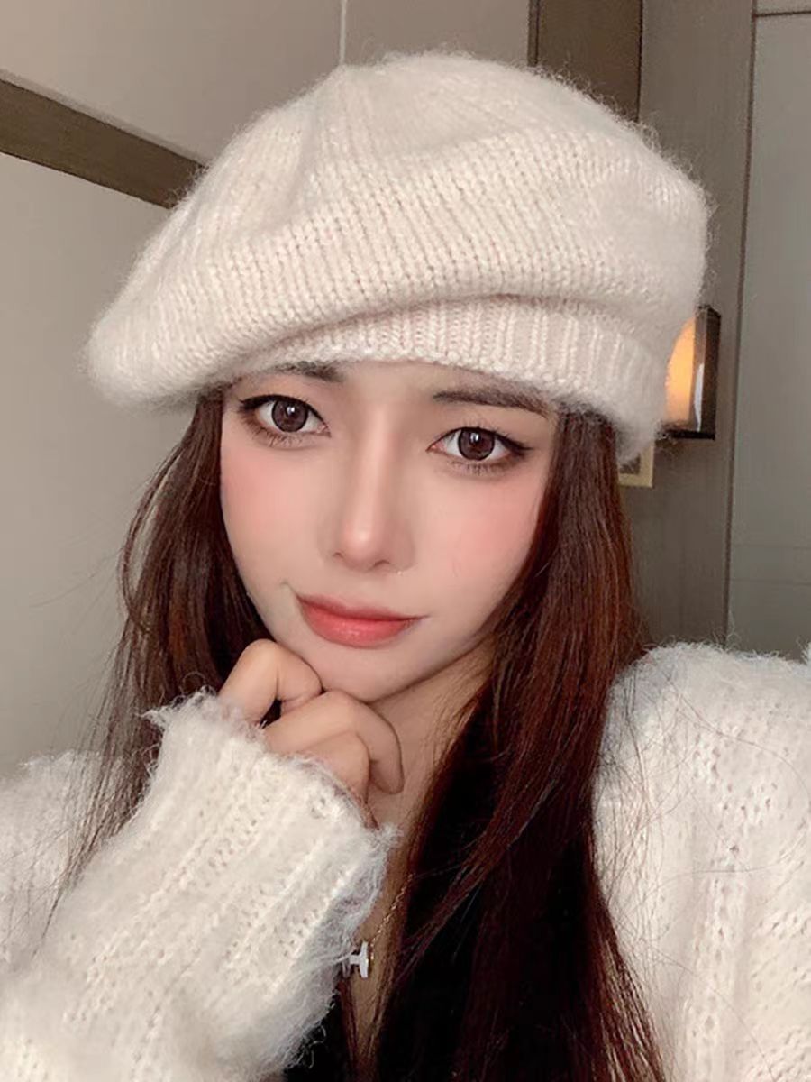 Sweet Beauty Face Little Wild Net Red Big Head Circumference Woolen Cap