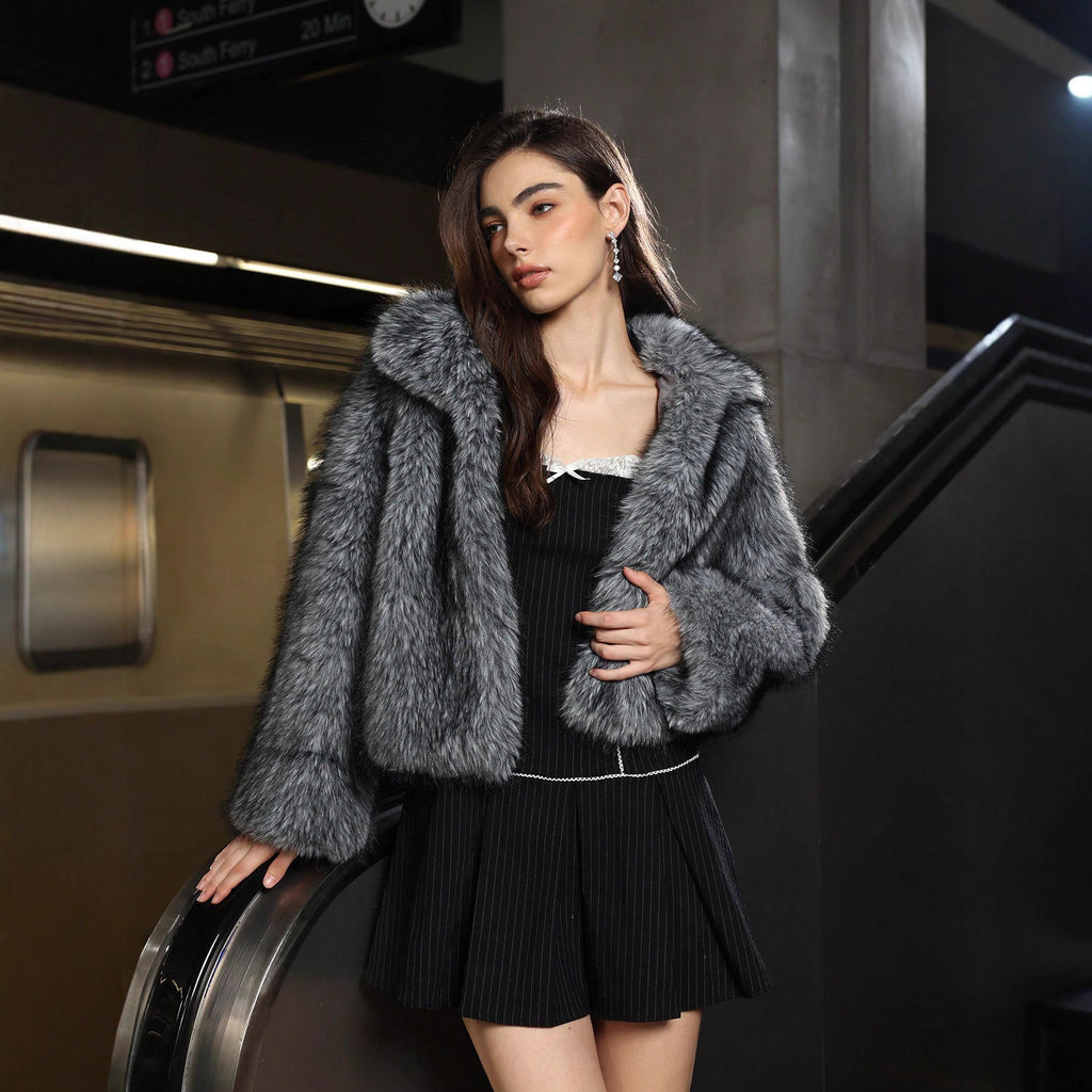 Women's Casual Versatile Collared Warm Fur Jacket