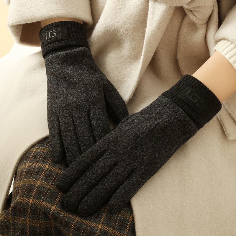 Cashmere-like Women's Winter Warm Gloves Fleece-lined Thickened Outdoor Riding Touch Screen