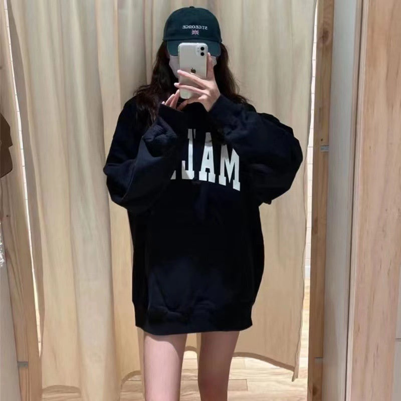 Letter Large Design Loose All-matching Pullover Sweater