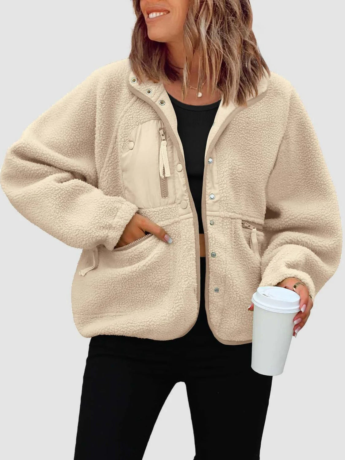 Short Cardigan Plush Jacket Lamb Wool Coat