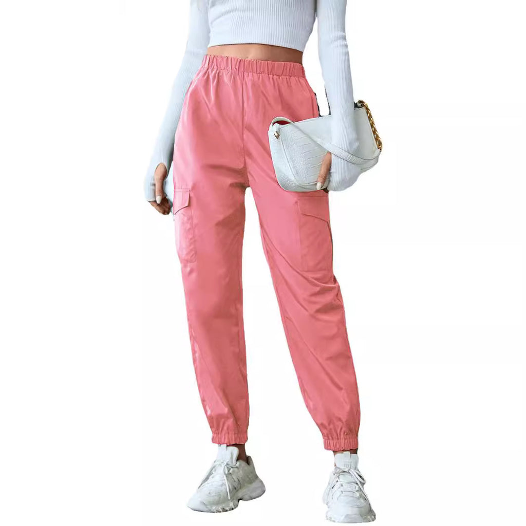Multi-Color Casual Working Pants Multi-pocket Skinny Pants