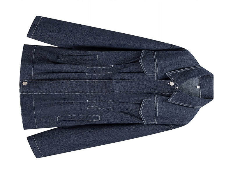 Commute Style All-match Polo Collar Single-breasted Denim Jacket