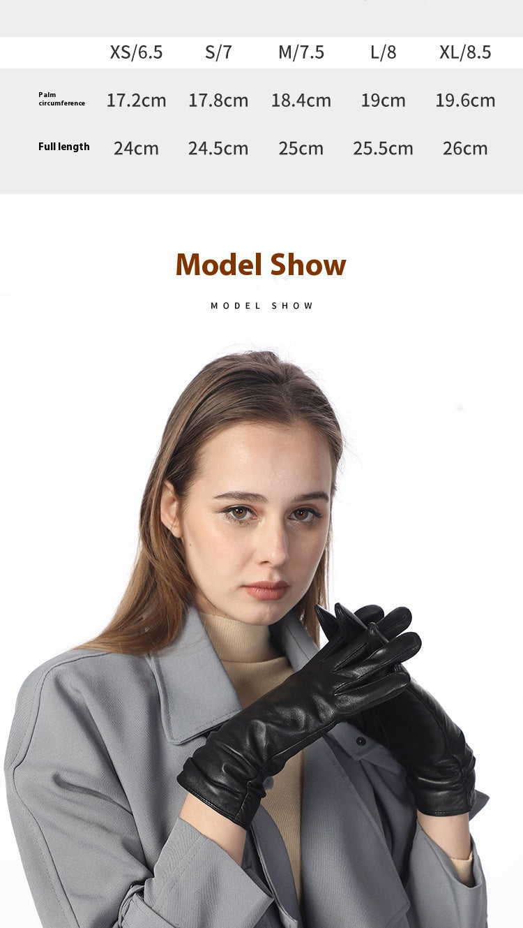 Women's Winter Riding Motorcycle Finger Thickened Warm Leather Gloves